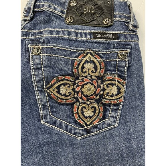 Miss Miss Women’s 28x32 Blue Denim Jeans Skinny Embroidered Stretch - Picture 4 of 9
